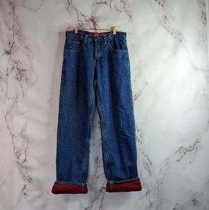 Berne Fleece Lined Jean Vintage Size 31 High Rise Red Medium Taper Denim 90s Mom